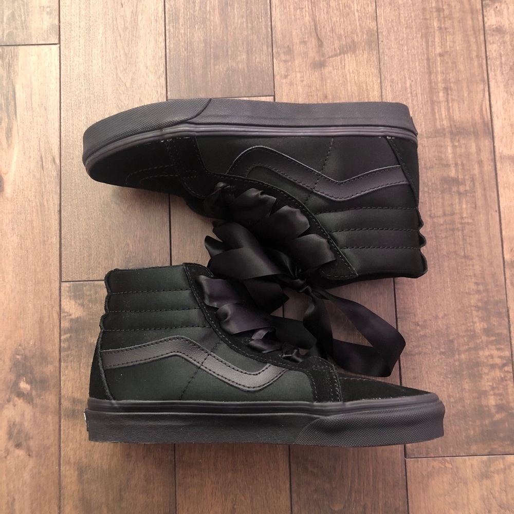 Vans black satin suede sk8-hi high top shoes